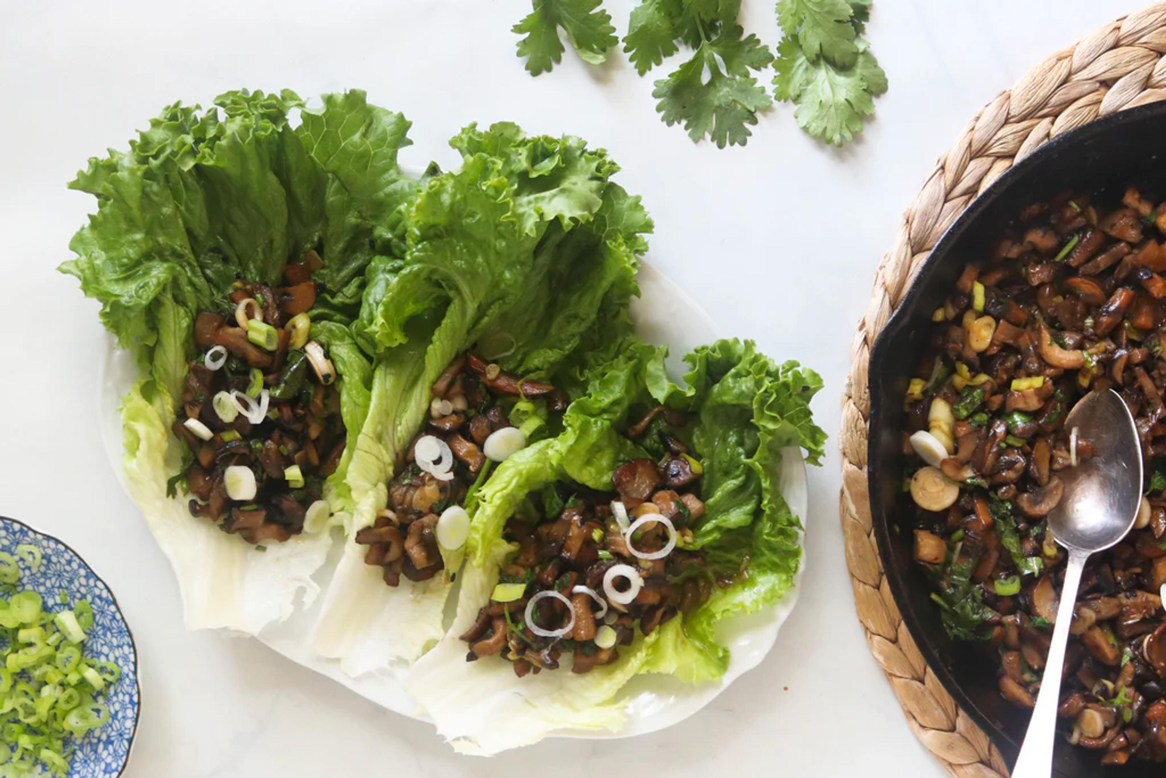 Mushrooms Larb Lettuce Cups