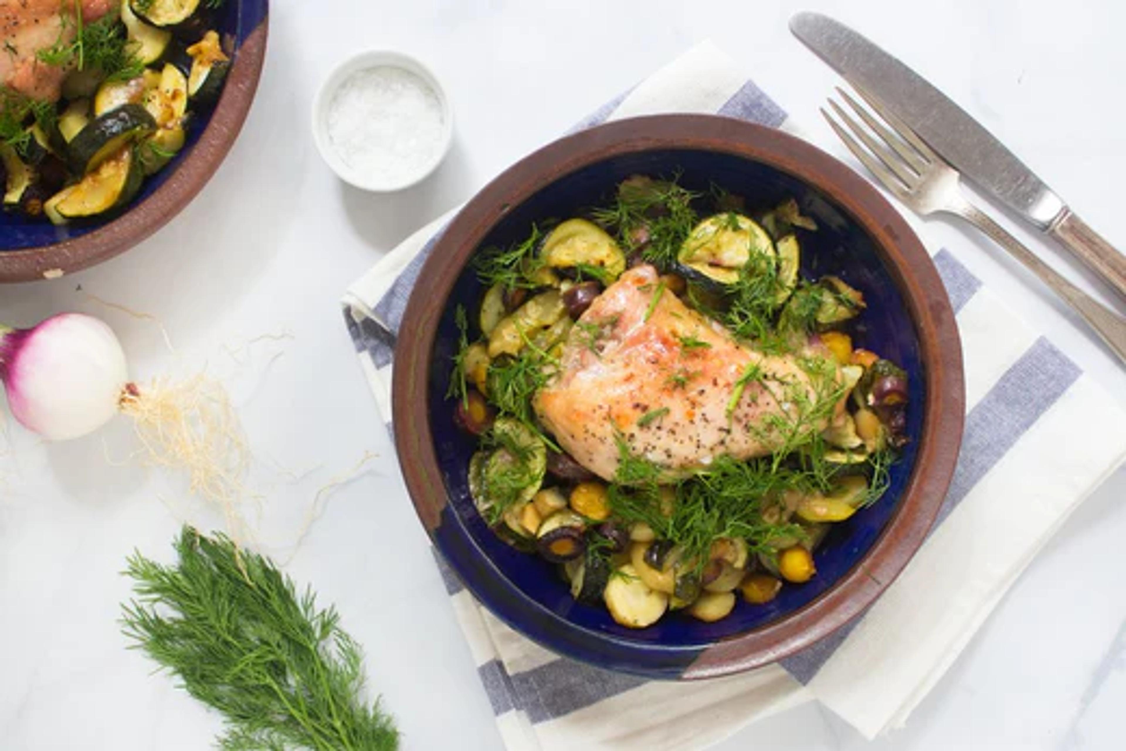 Chicken Breast with Roasted Zucchini and Carrots