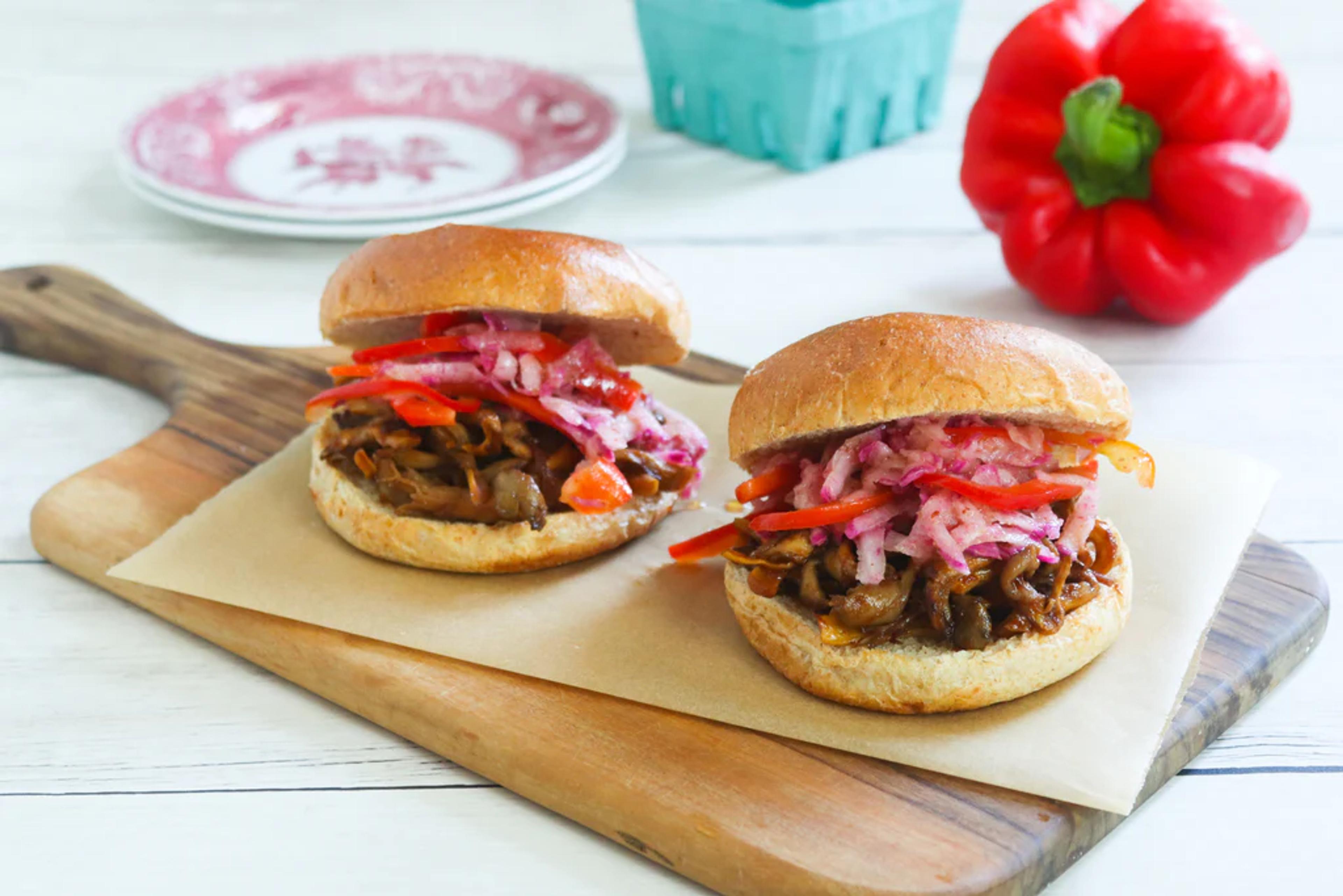 Mushroom “Pulled Pork” with Summer Slaw