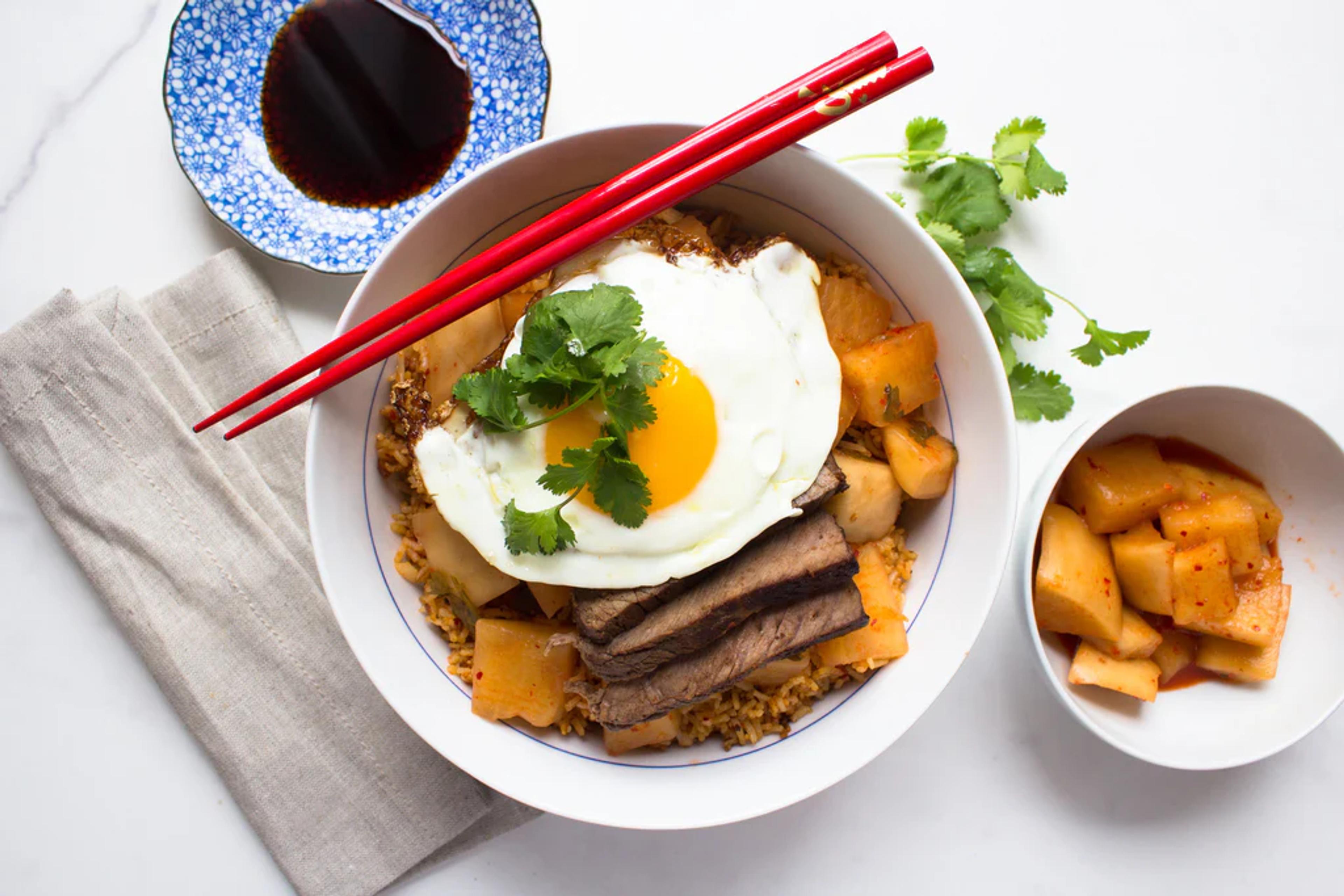 Kimchi Fried Rice with Steak