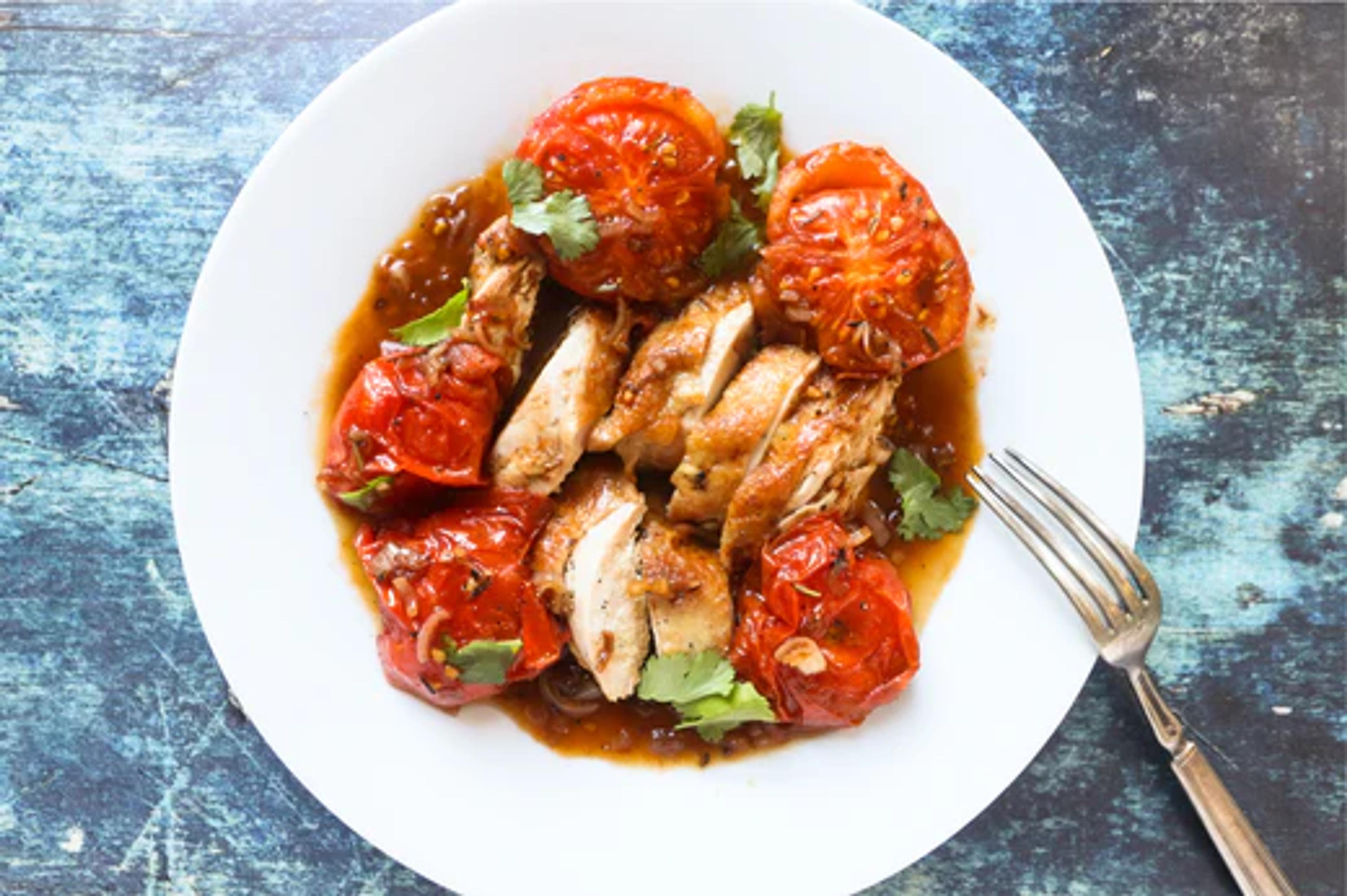 Chicken Breast with Roasted Pan Tomatoes