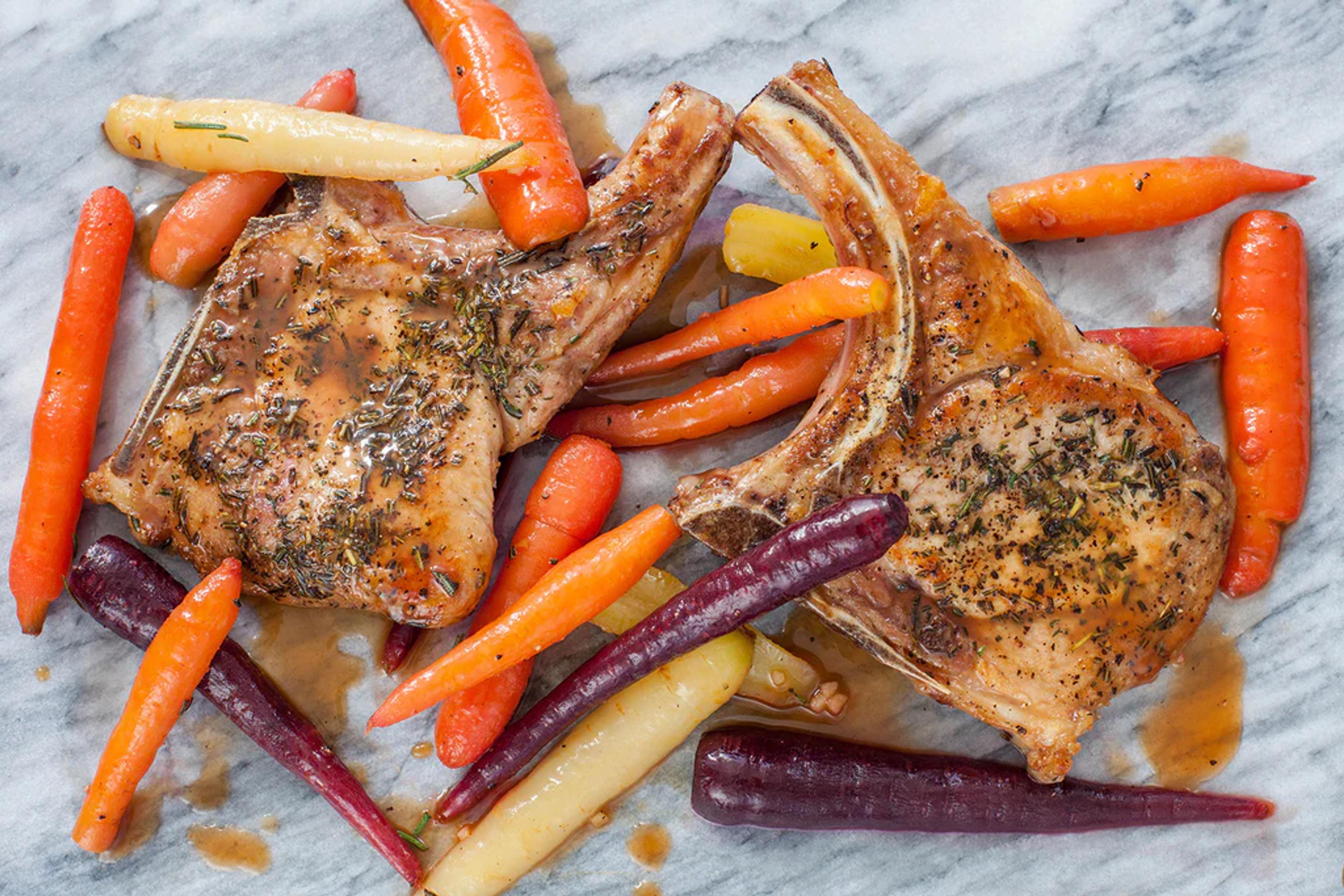 Pork Chops with Apple Cider Glazed Carrots
