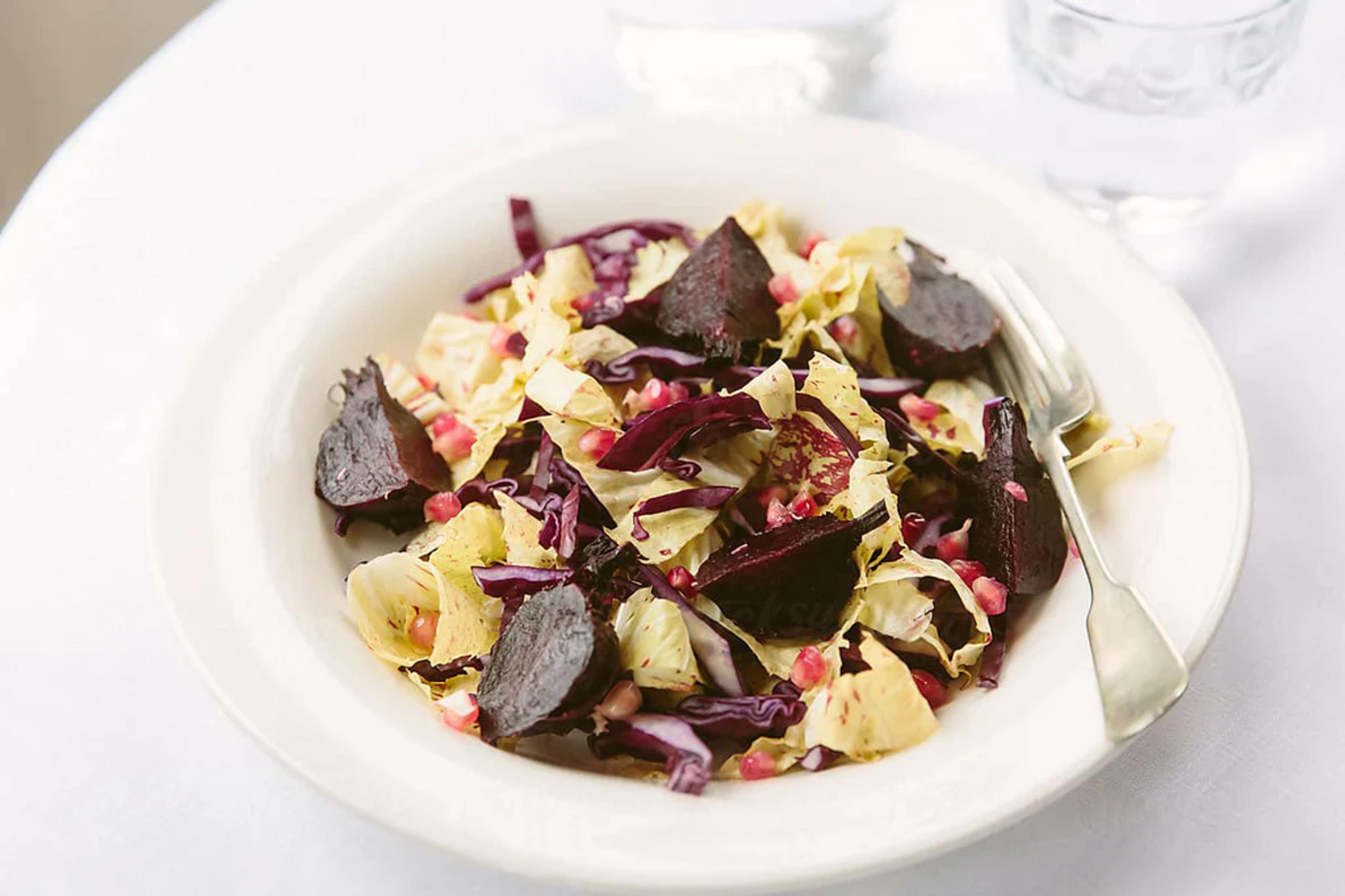 Napa Cabbage Salad with Roasted Beets and Daikon Radish