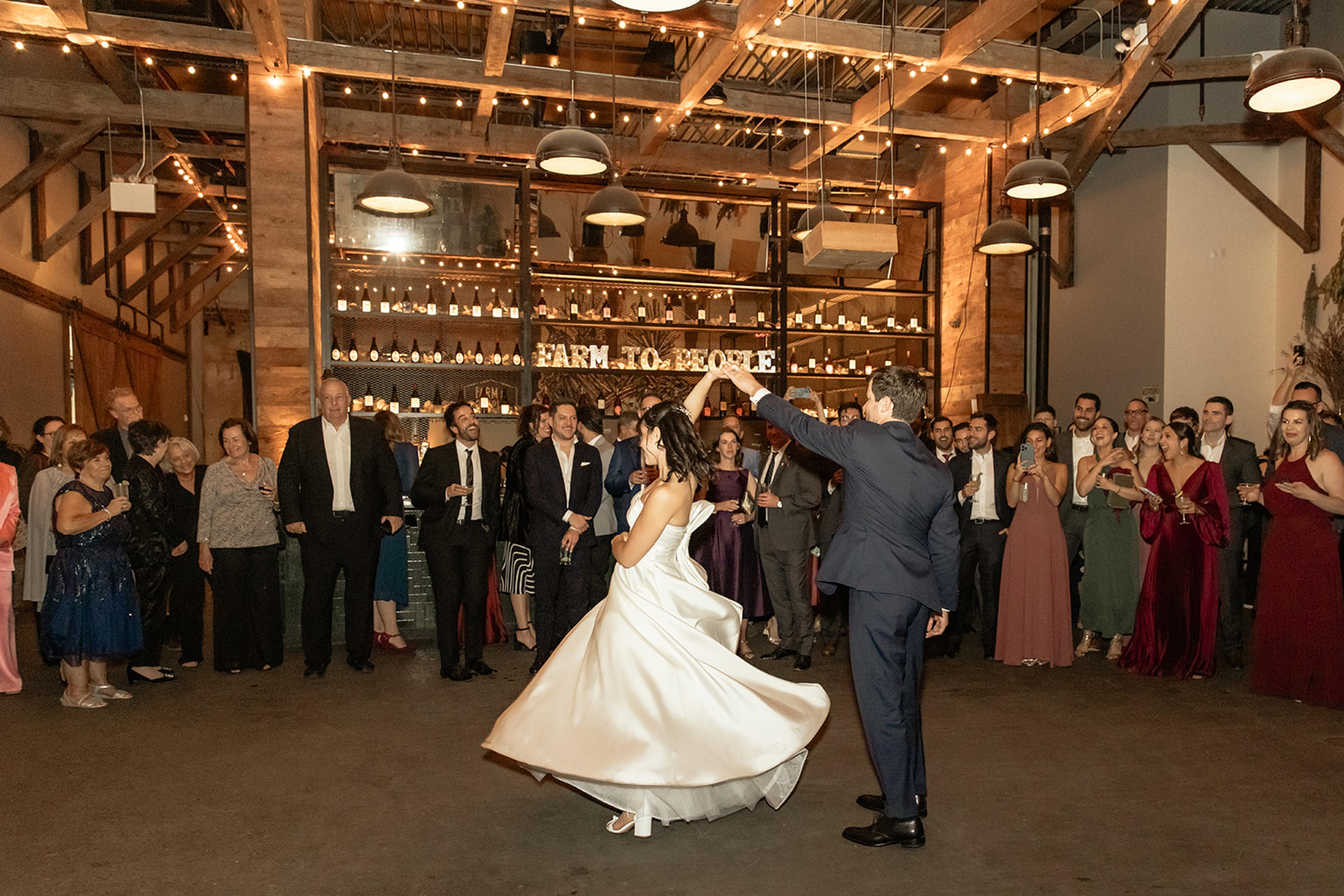 Bride and groom dance