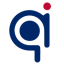 a blue letter q with a red dot in the middle