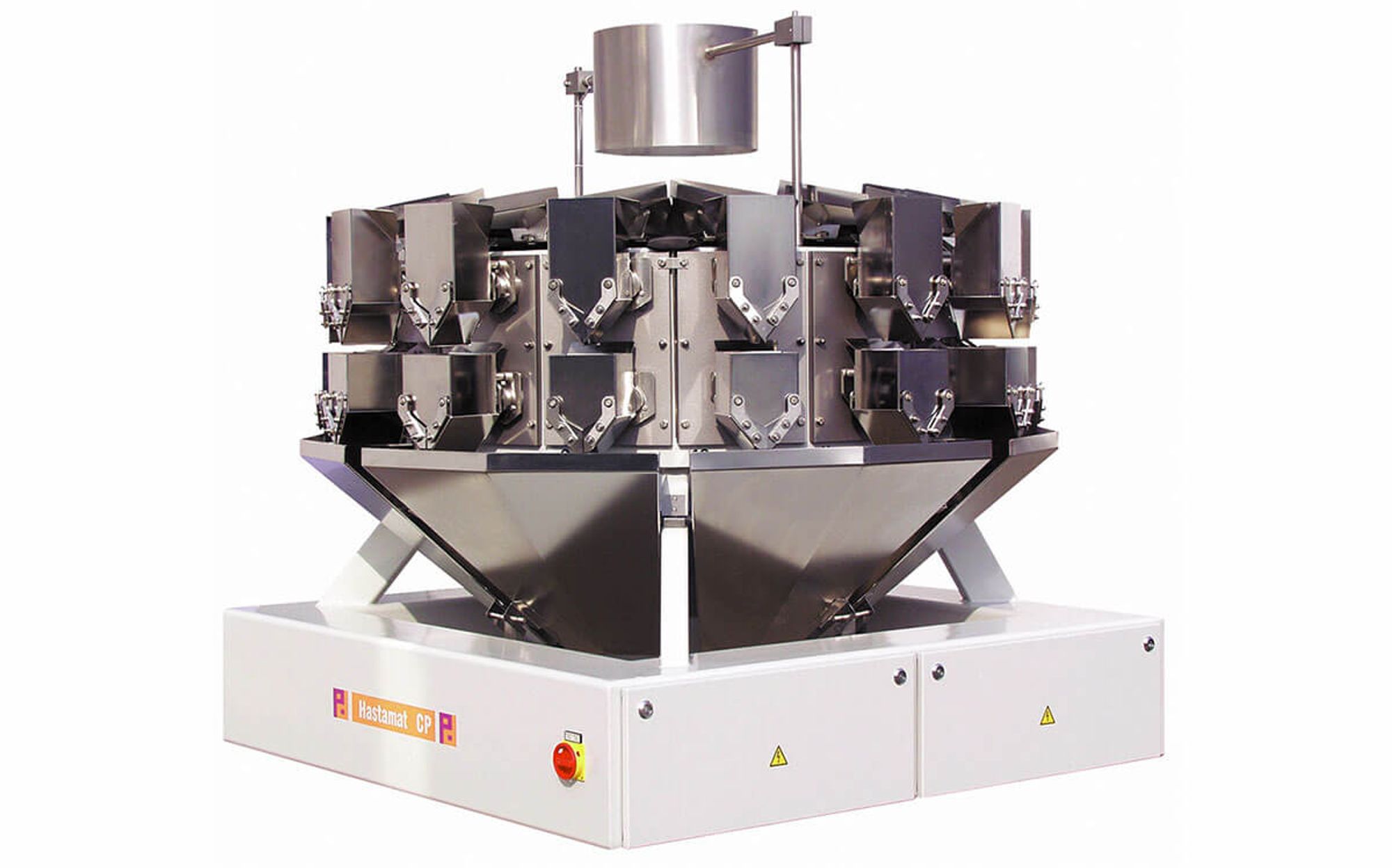 A Hastamat CP multihead weigher combining hoppers to hit a target weight.