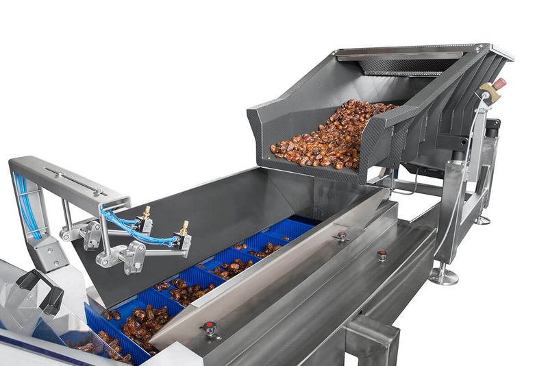 A Hastamat feeding system moving product into the weigher without an operator.