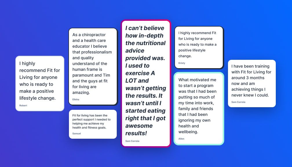 Beautiful testimonial page with a collage of testimonials