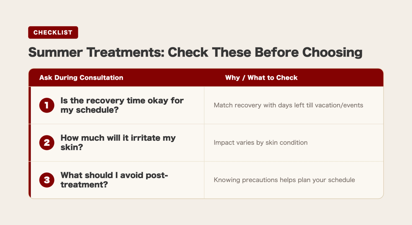 Three questions to ask during consultation when choosing a summer treatment
