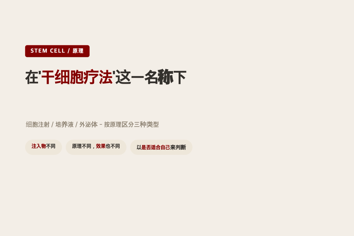 干细胞疗法分为细胞注射、培养液和外泌体三种方式的原理说明标题横幅