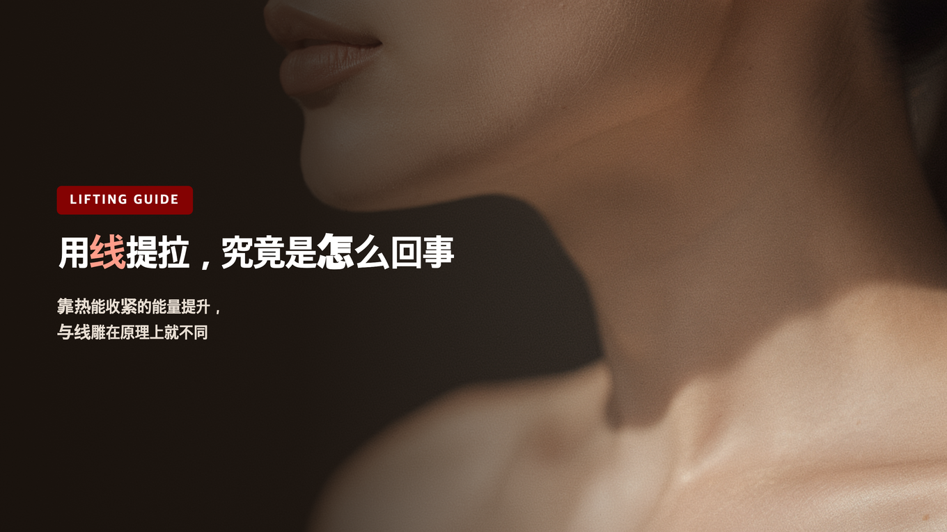 展示清晰下颌线和颈部线条的线雕原理示意图