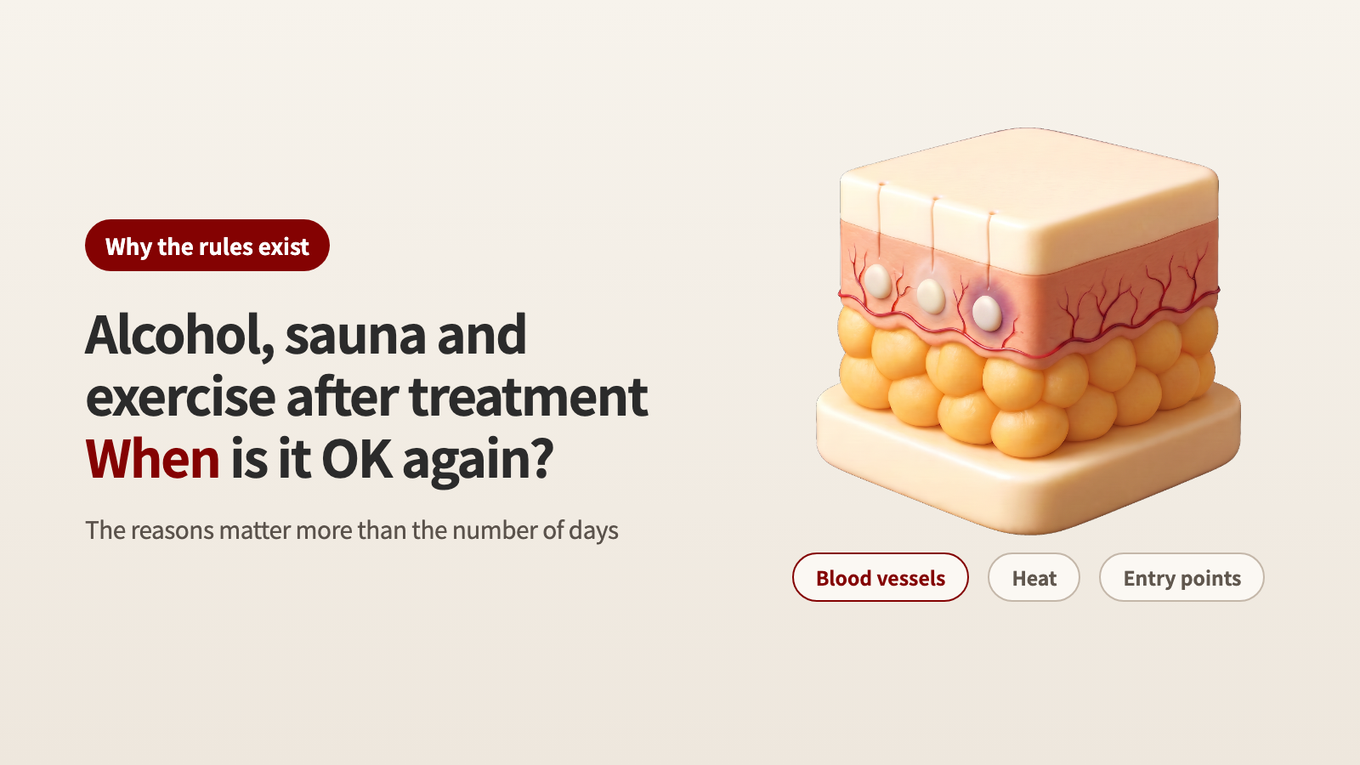 Alcohol, sauna and exercise after a skin booster: when is it OK again? The reasons behind the timing