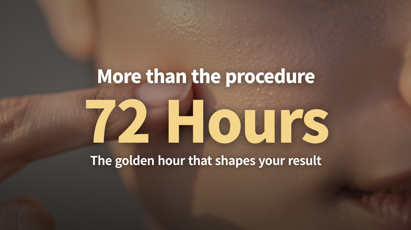 A minimalist banner illustrating a skincare brand's concept of the 'Golden Hour' post-procedure care