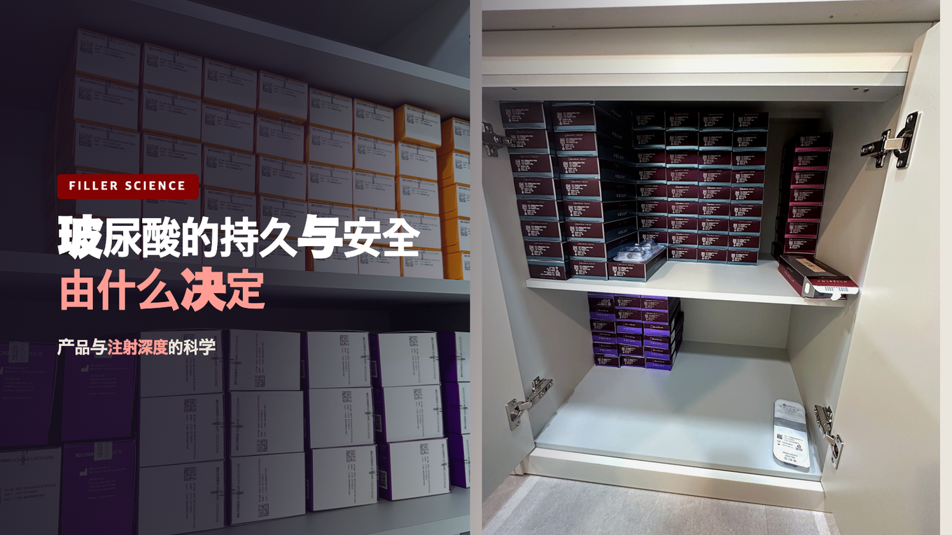 以明洞院内保存的正品玻尿酸填充剂(Belotero、Juvederm)库存为背景,探讨填充剂持久性与安全性的博客标题横幅