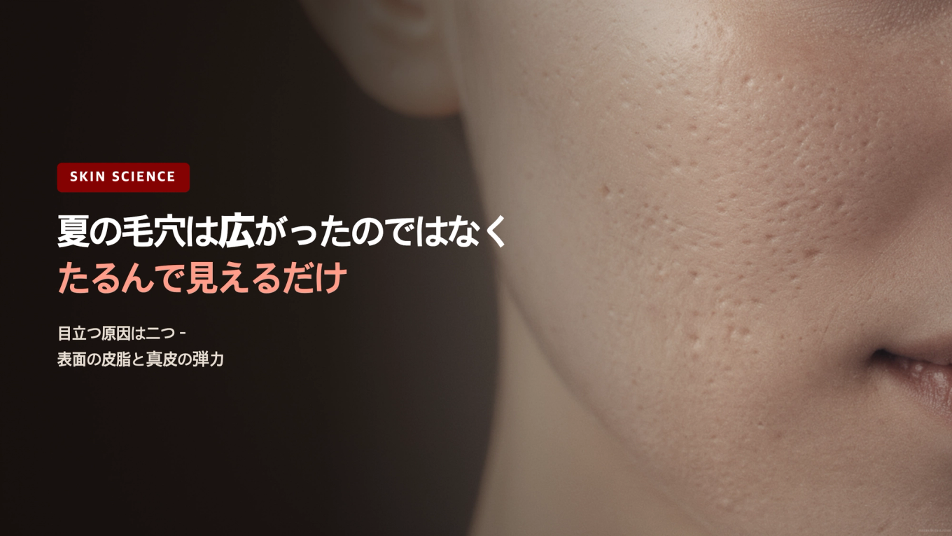 夏の毛穴は広がったのではなく、たるんで見えるだけ - 目立つ原因は表面の皮脂と真皮の弾力の二つ