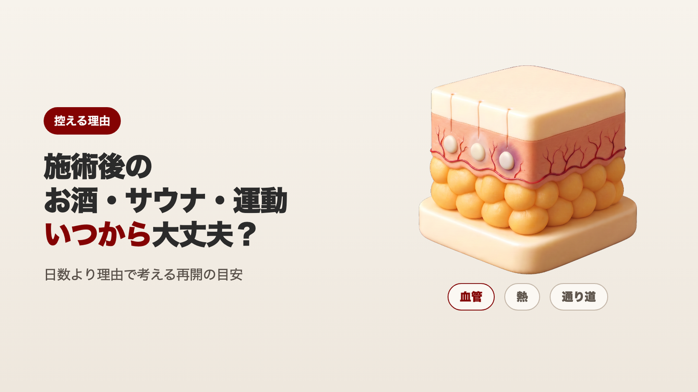 スキンブースター施術後の飲酒・サウナ・運動はいつから大丈夫か - 日数より理由で考えるダウンタイム中の再開の目安