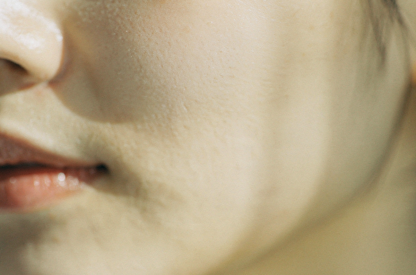 健康的な弾力とはっきりとした輪郭が息づく、肌質のシンプルなムードショット
