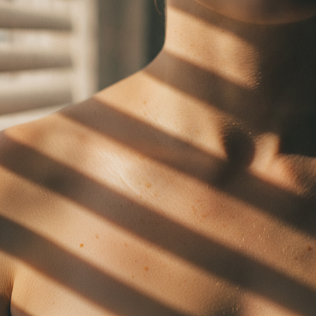 Realistic macro mood image illustrating concept of melanin darkening in response to summer UV