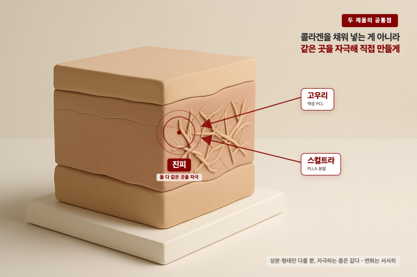 고우리와 스컬트라, 두 제품 모두 진피의 같은 층을 자극해 콜라겐을 새로 만든다