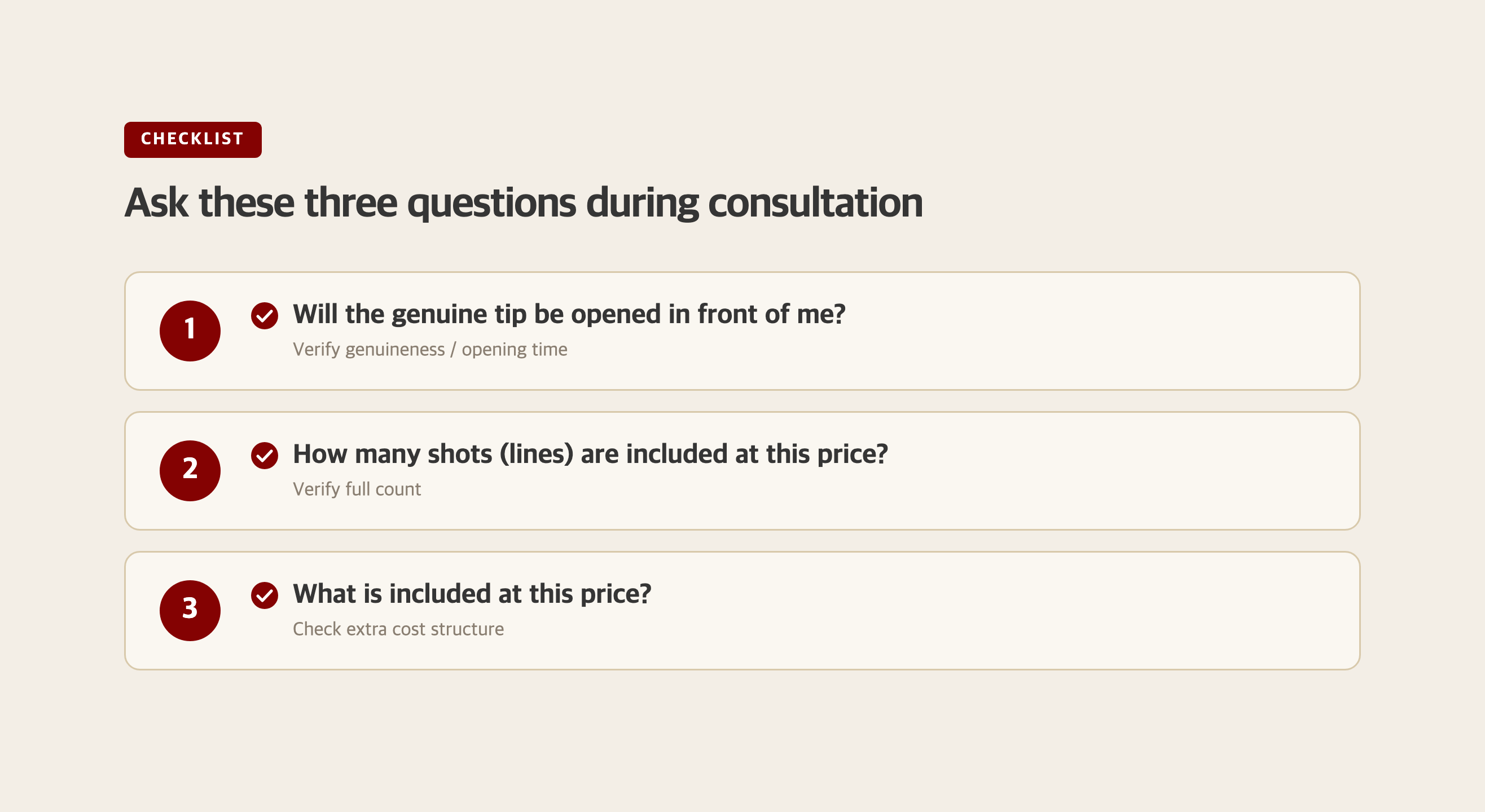 Diagram summarizing the three questions to ask during a consultation