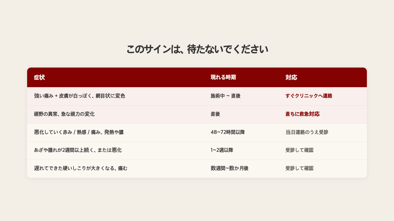 時間を争うサインと診察で確認すべきサイン - 症状が現れた時点によって対応が変わる