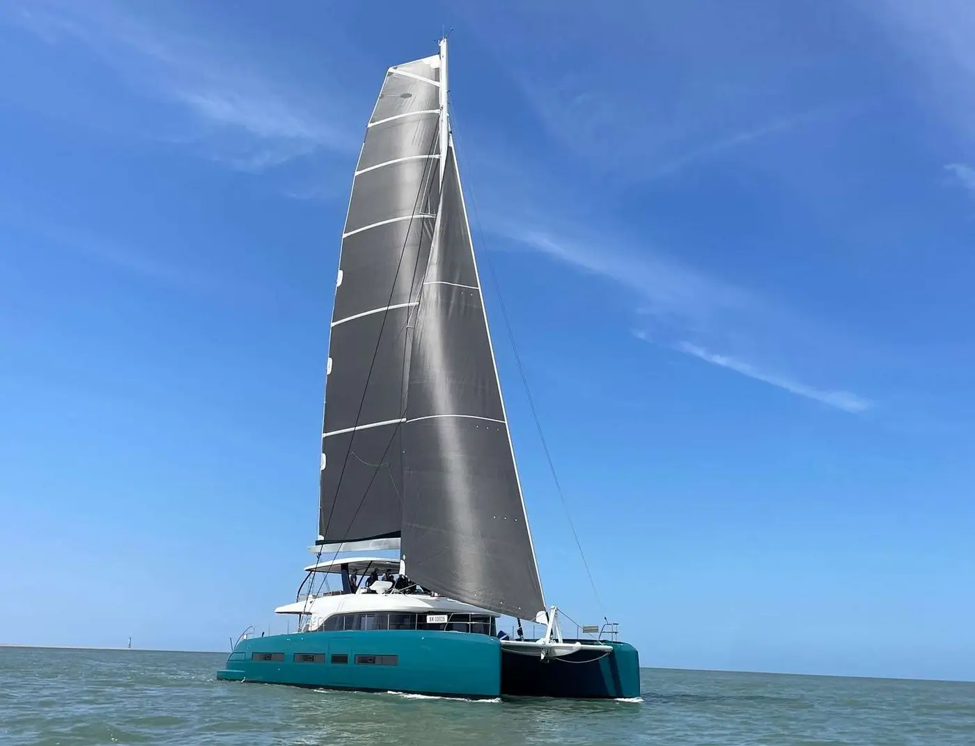 Sailing catamaran Imladris at anchor in Greek waters, from the George Yachts crewed fleet