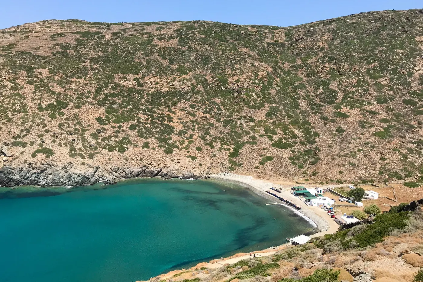 Vroulidia Bay on Sifnos, a secluded turquoise cove in the quiet western Cyclades with a single taverna ashore