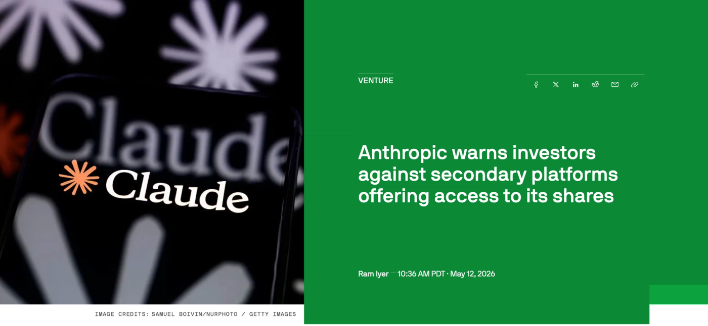 anthropic bans secondaries from selling equity