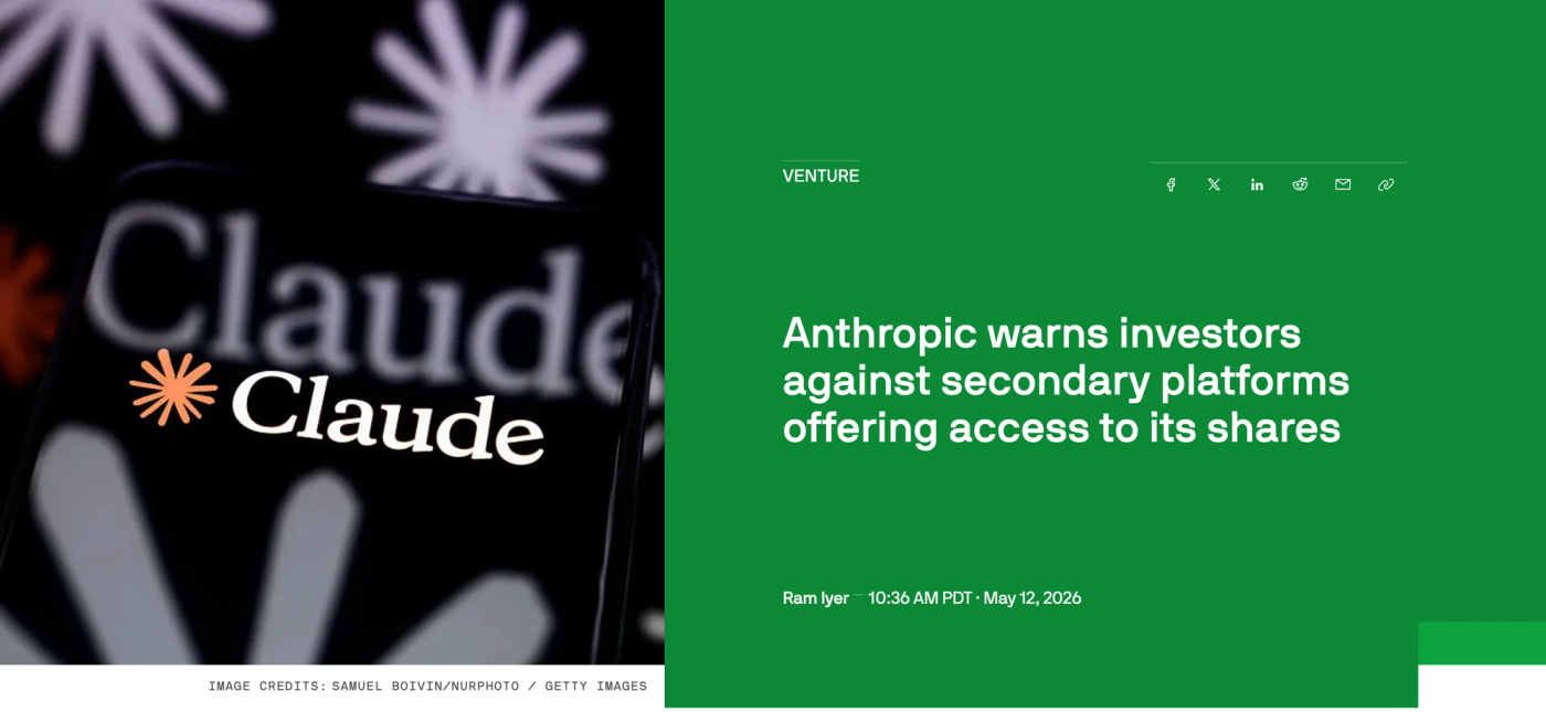 anthropic bans secondaries from selling equity