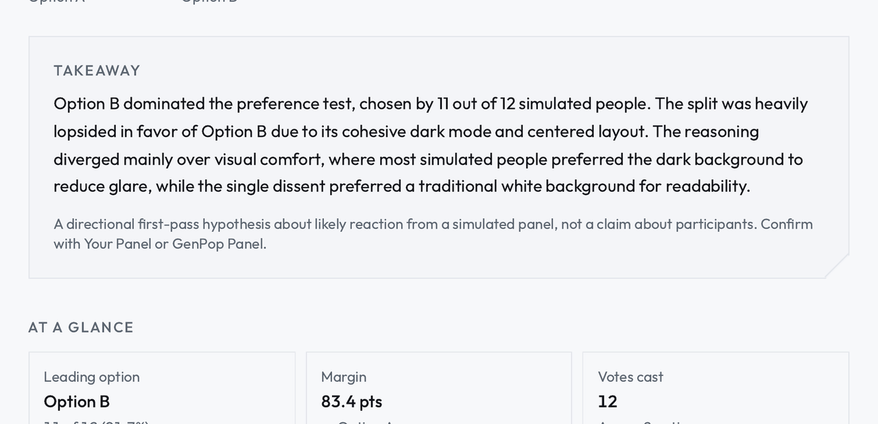 Read the results, then run it with real participants