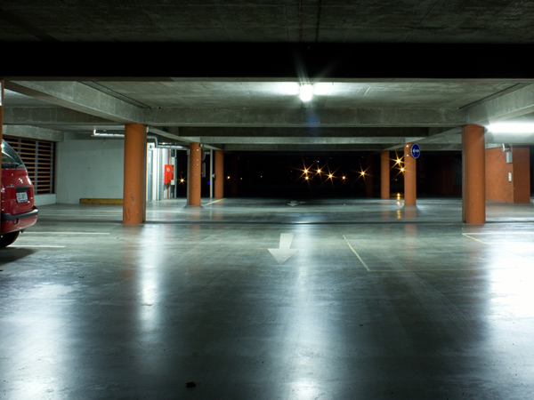 Parking Garage Epoxy Floor at Night