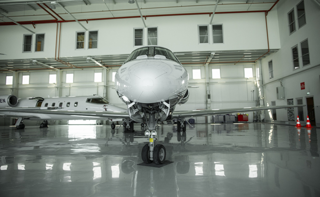 Shiny Airplane Hangar Epoxy Floor