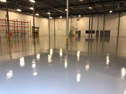 Epoxy floor installed in a warehouse