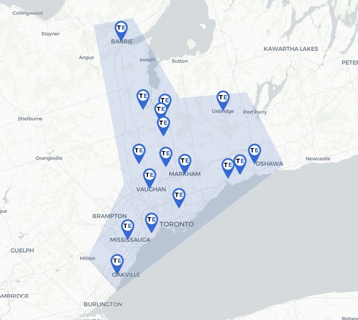 Toronto Epoxy Pros Service Areas Map