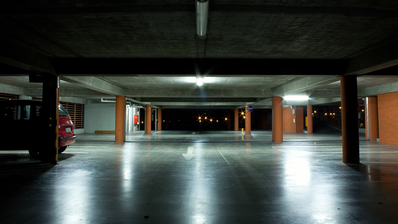Parking garage with epoxy floor