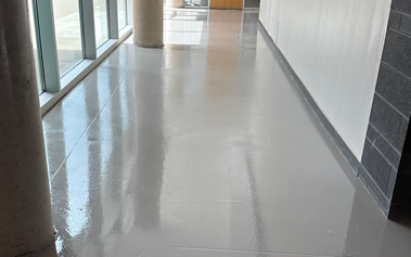 Glossy polished concrete floor