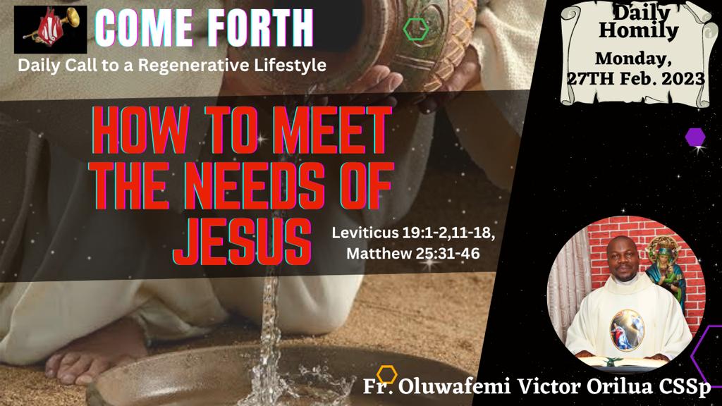 HOW TO MEET THE NEEDS OF JESUS, By Fr Oluwafemi Victor Orilua, CSSp