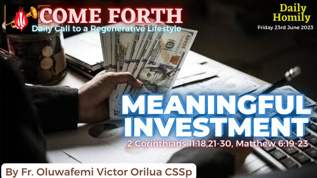 MEANINGFUL INVESTMENT, By Fr Oluwafemi Victor Orilua CSSp
