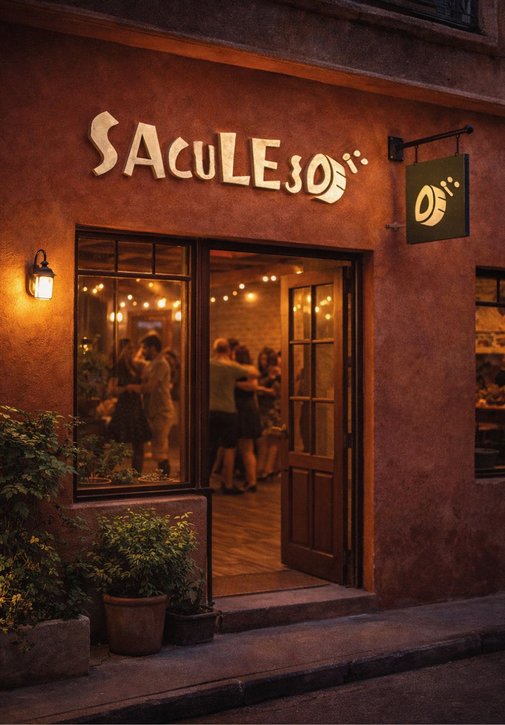 Fachada da Saculejo à noite