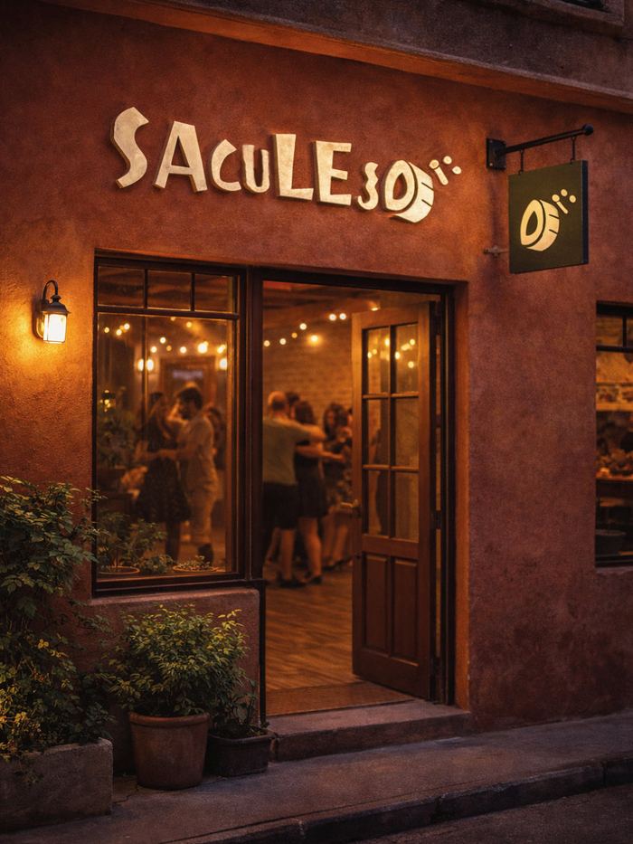 Fachada da Saculejo à noite