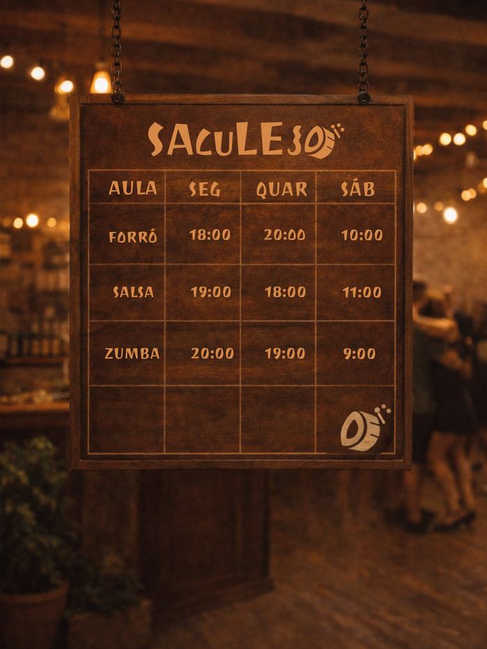 Quadro de aulas da Saculejo