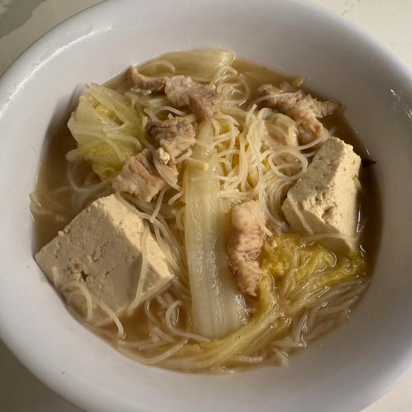 Frozen Tofu Soup With Pork and Cabbage