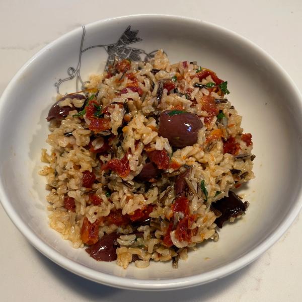 Mediterranean Wild Rice with Olives and Tomatoes