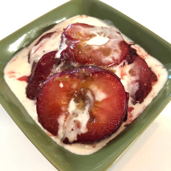 Roasted Plums with Creme Fraiche