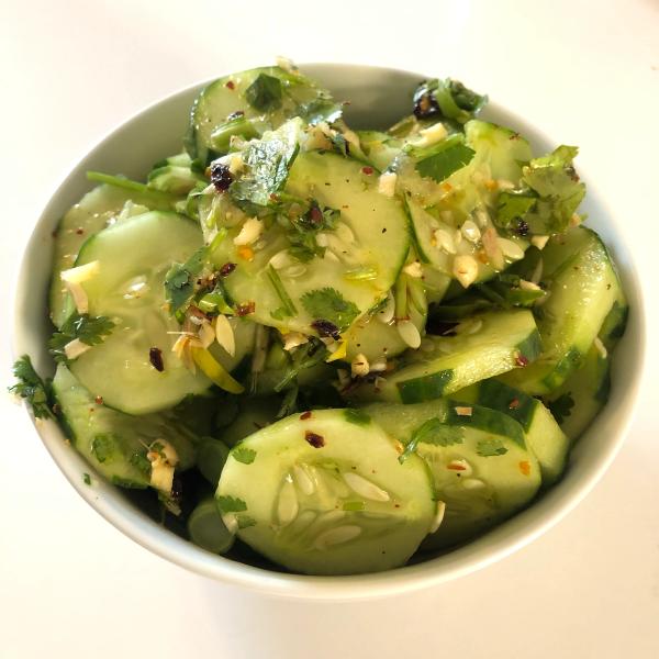 Cucumbers with Ginger, Rice Vinegar, and Mint