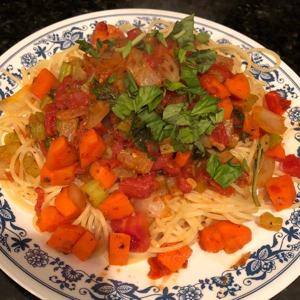 Spaghetti Bolognese with Parmesan & Basil