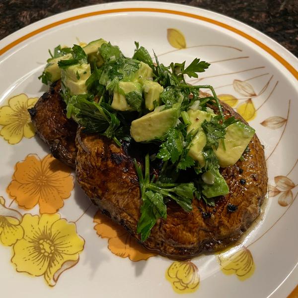 Portobello Steaks with Avocado Chimichurri