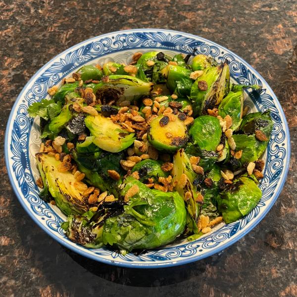 Spicy Brussels Sprouts with Mint