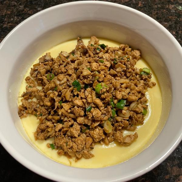 Steamed Eggs with Chicken & Oyster Mushrooms