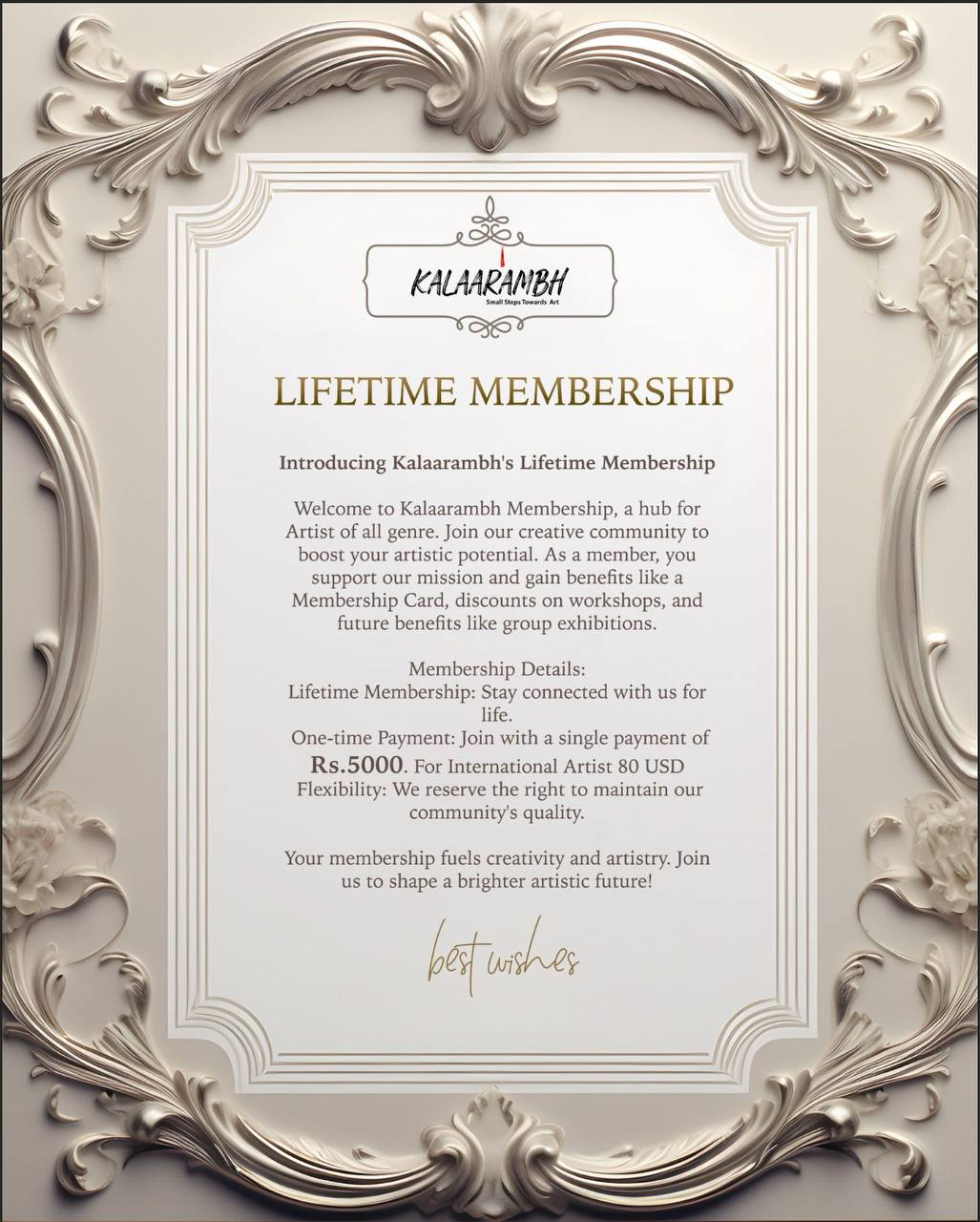 Kalaarambh's Lifetime Membership